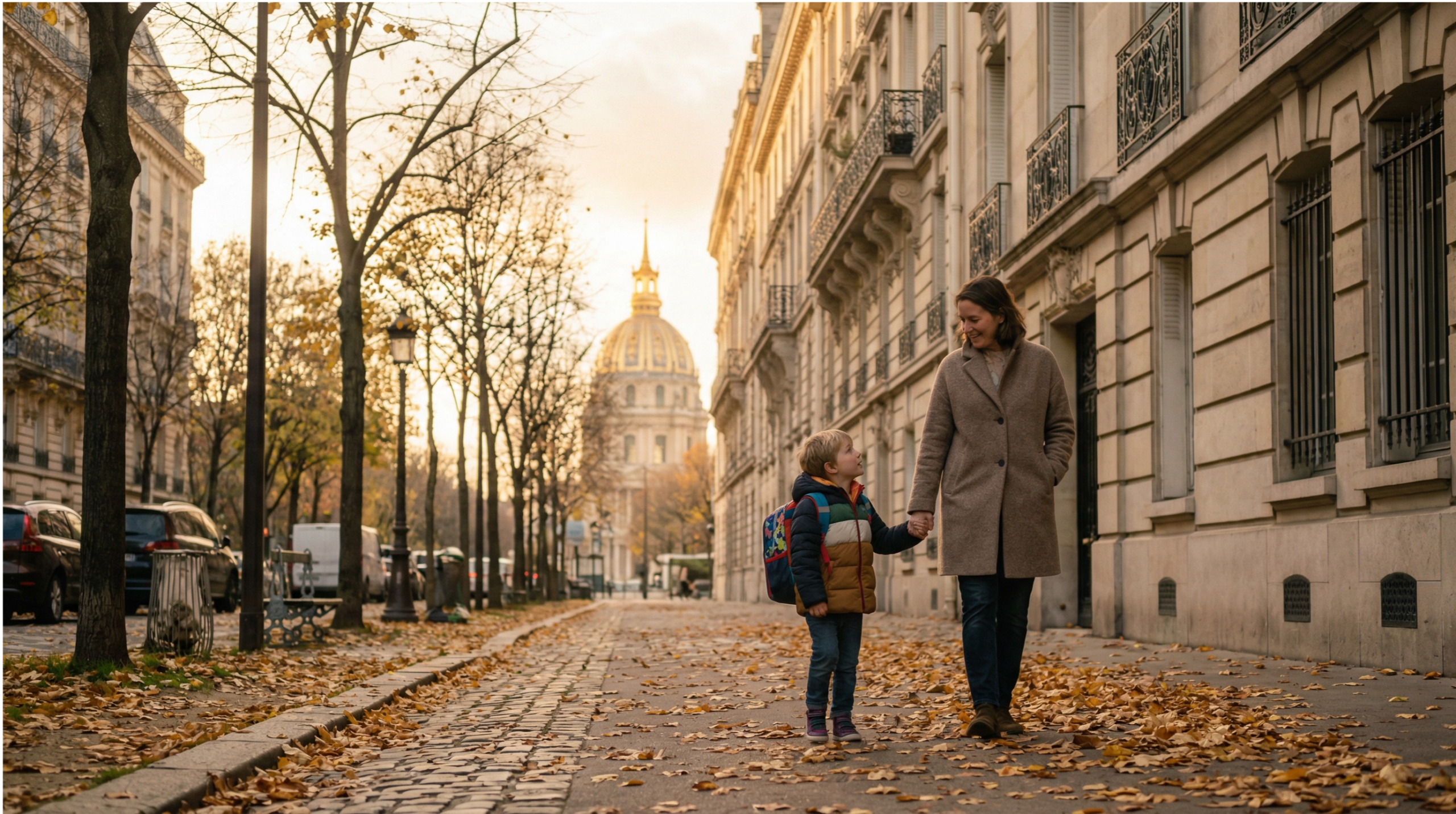Mère et son enfant école parisienne, dôme des invalides